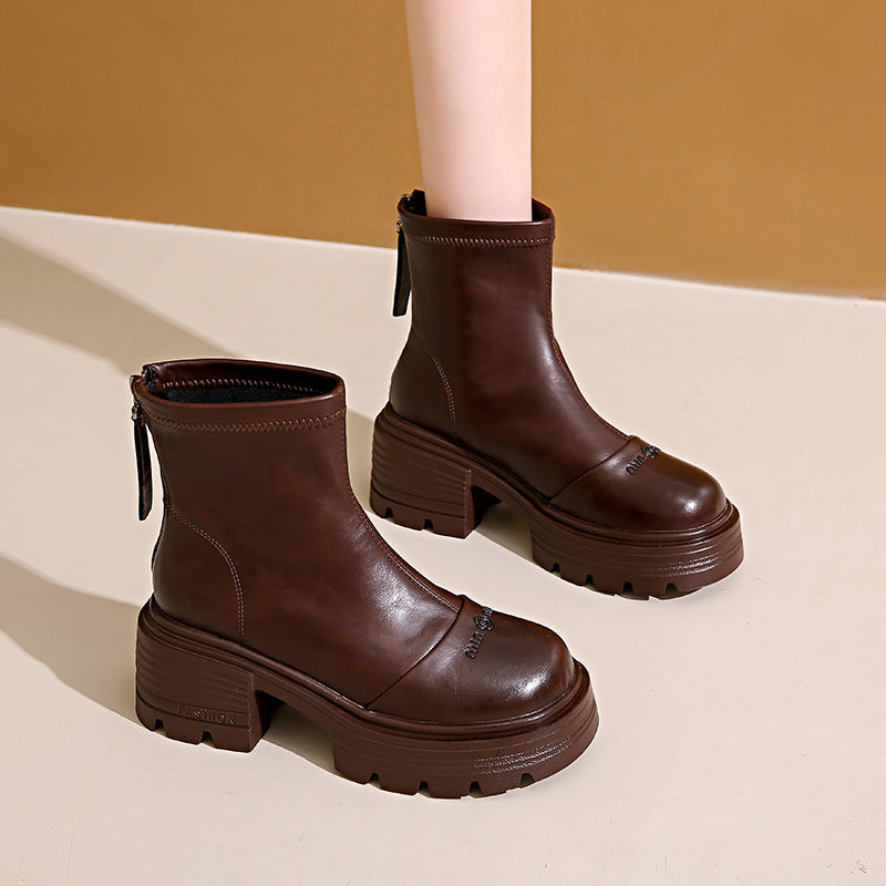 Damen Stiefel Ankle Boots Robust Reißverschluss