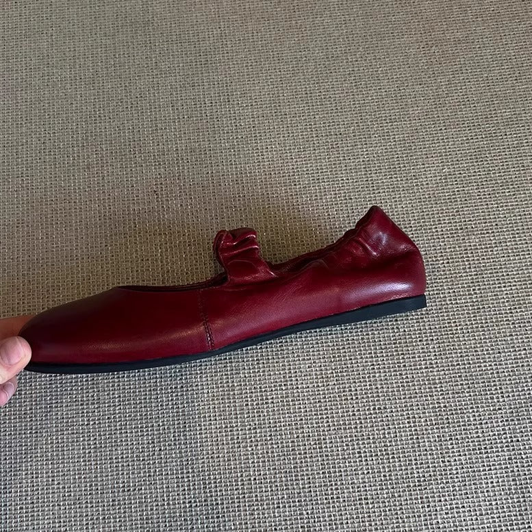 Damen Ballerinas Glänzend mit Rüschensaum