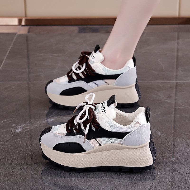 Damen Plateau Sneaker Hoch Rutschfest Farbverlauf