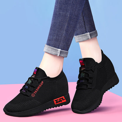 Damen Hochschnitt Sneaker Wedge Atmungsaktives Material