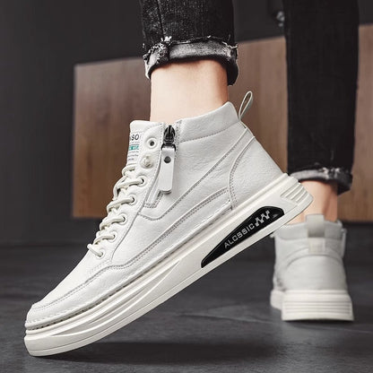Herren High- Sneaker Sportlich Reißverschluss Laufsohle