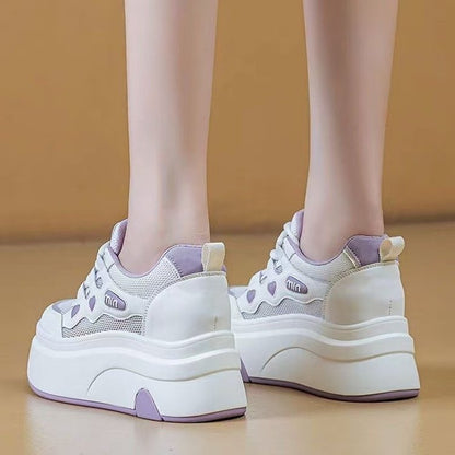 Damen Sneaker Plateau Herzmuster Atmungsaktiv