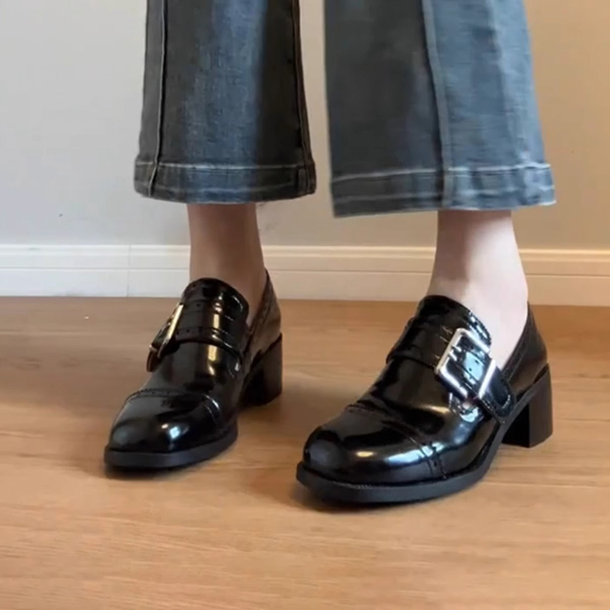 Damen Schnürschuhe Elegant Schnalle Detail