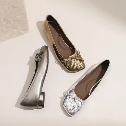 Damen Ballerinas Geflochten Bequem Elegant