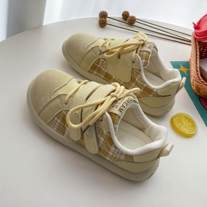 Damen Sneaker Karomuster Weich Klettverschluss Schwarz - Norvielle