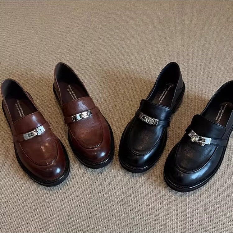 Damen Loafers Bequem Schnallen Detail Schwarz - Norvielle