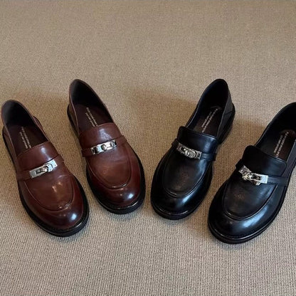 Damen Loafers Bequem Schnallen Detail Schwarz - Norvielle