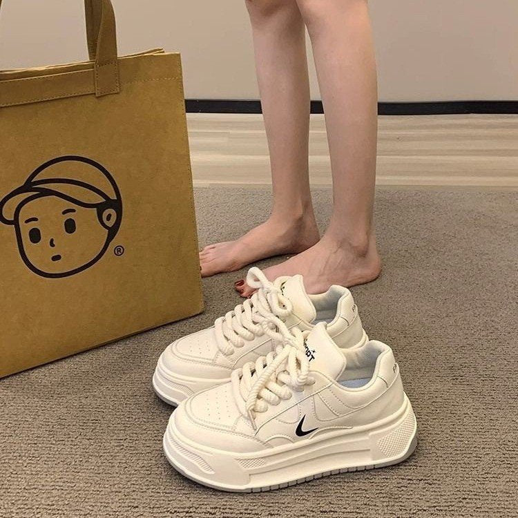 Damen Plattform Sneaker Hoch Modisch Weiß - Norvielle