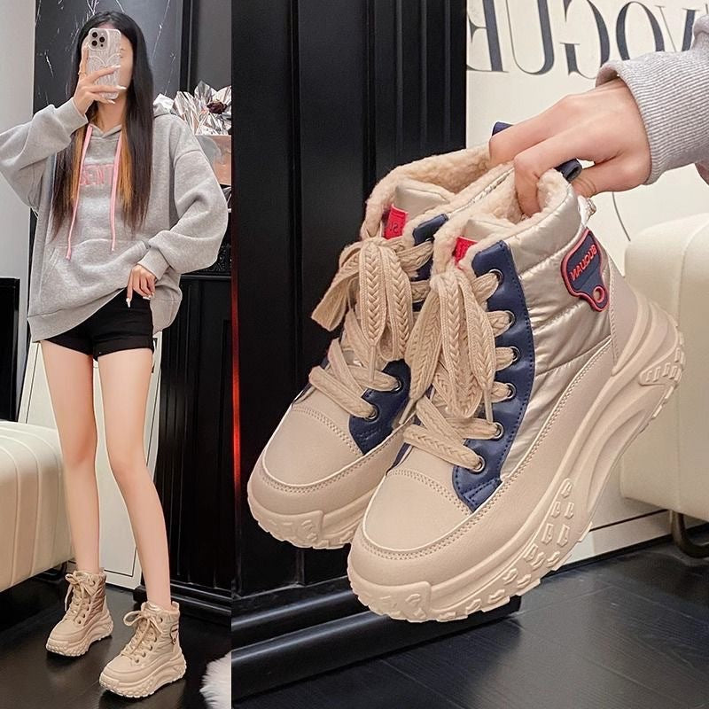 Damen Winterstiefel Hochgeschnürt Warm