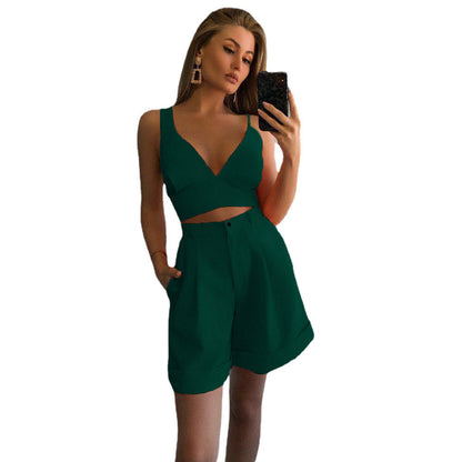 Damen Sportset Crop- und Shorts für Fitness