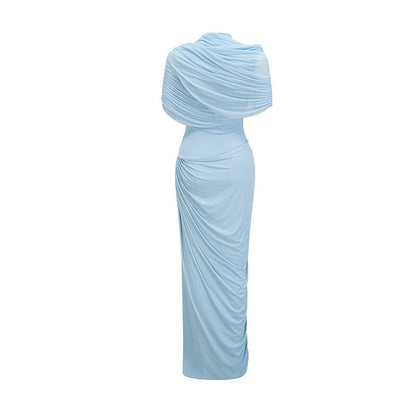 Damen Maxikleid Lang Mit Drapierungen Elegantes