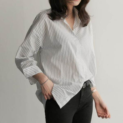 Damen Baumwolle Streifen Asymmetrisch e Farbe