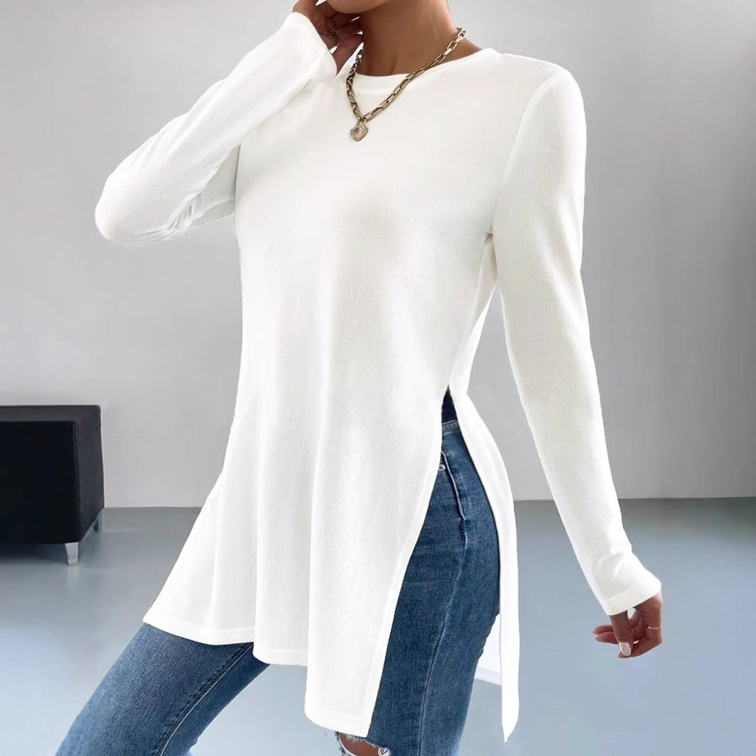 Damen Langarmtunika Elegant Mit Seitenschlitzen Modern - Norvielle