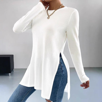 Damen Langarmtunika Elegant Mit Seitenschlitzen Modern - Norvielle
