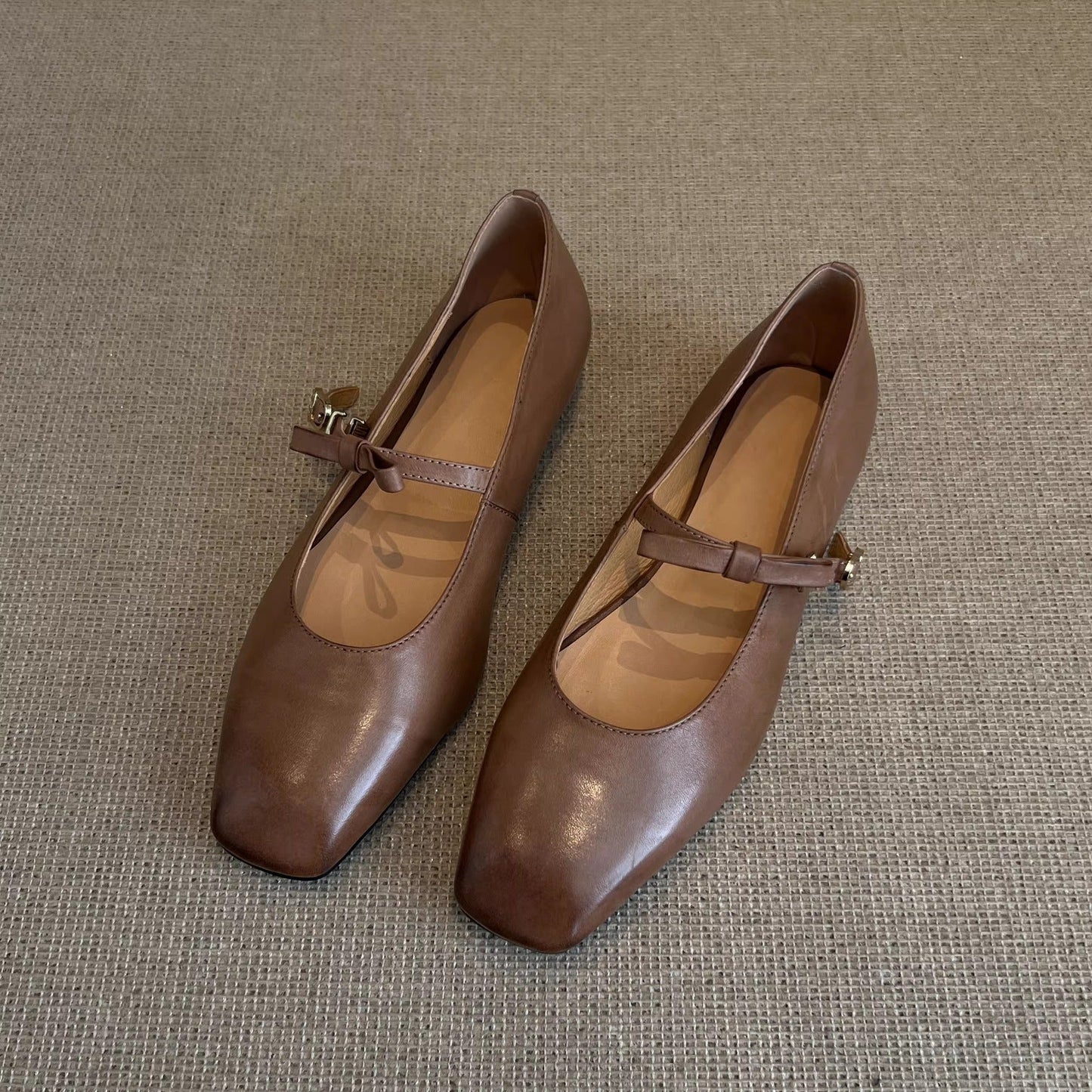Damen Ballerinas Elegante Riemen Quadratisch Schuhe