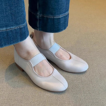 Damen Ballerinas Elastisches Leder Bequem