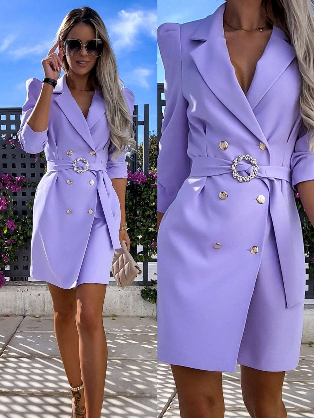 Damen Blazer Kleid Elegant Tailliert