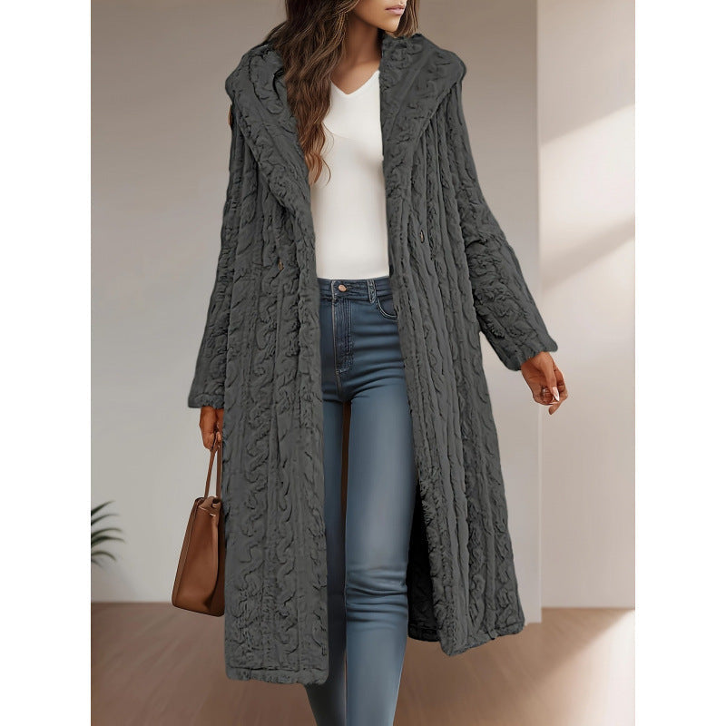 Damen Strickmantel Oversized Zopfmuster
