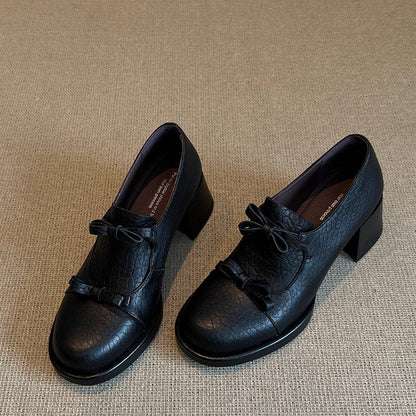 Damen Schnürschuhe Elegante Schleifen Komfort Blockabsatz
