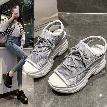 Damen Plateausandalen Sportlich Atmungsaktives Material Komfort