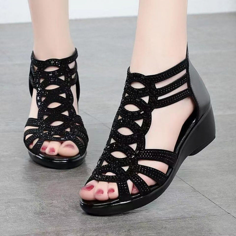 Damen Sandalen Glitzer Cut-Out Design Elegant