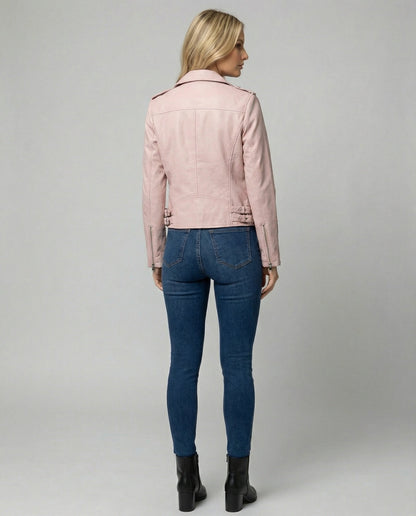 Damen Bikerjacke Kunstleder Taillierte Asymmetrisch