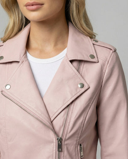 Damen Bikerjacke Kunstleder Taillierte Asymmetrisch