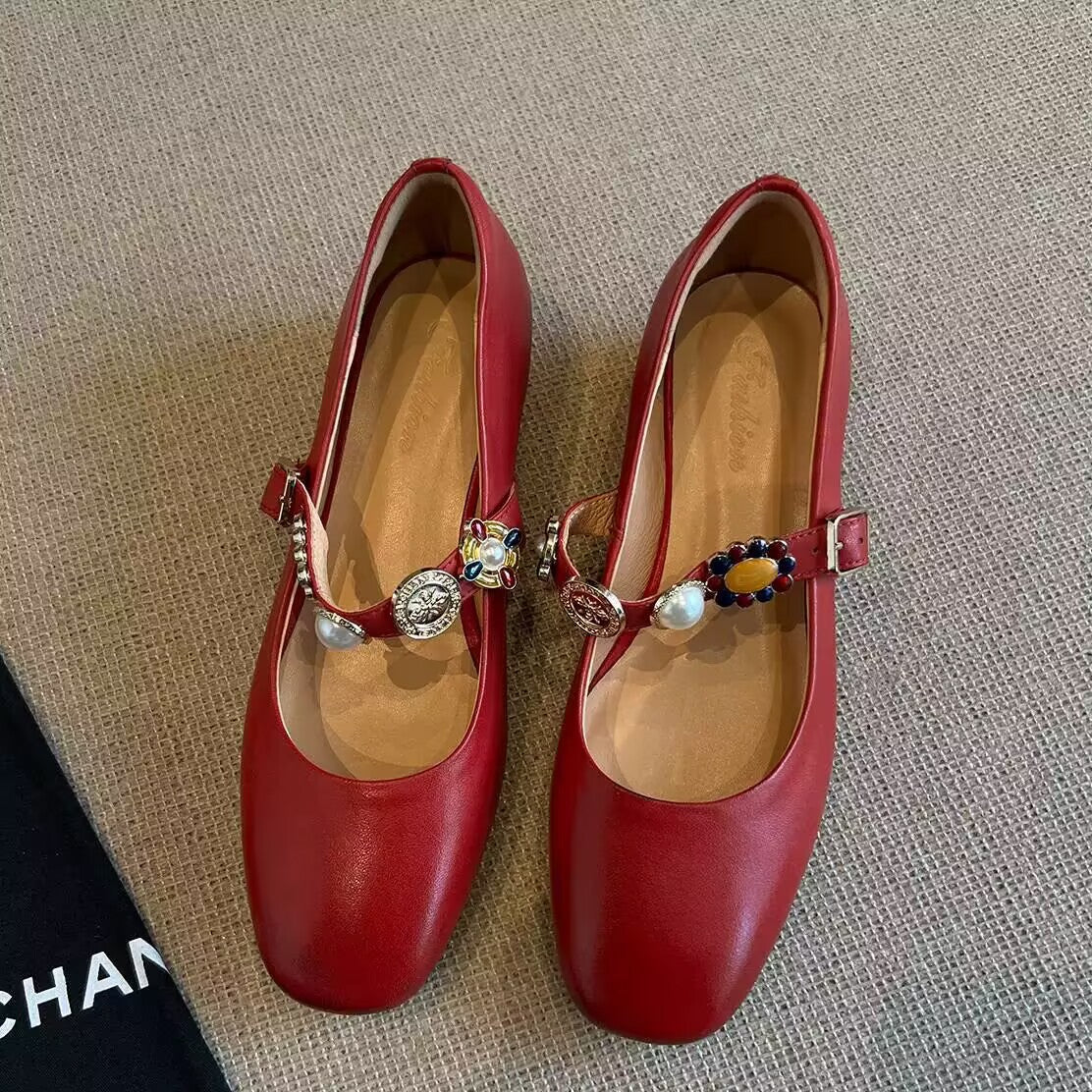 Damen Ballerinas Elegant Schmuck Riemenverschluss - Norvielle