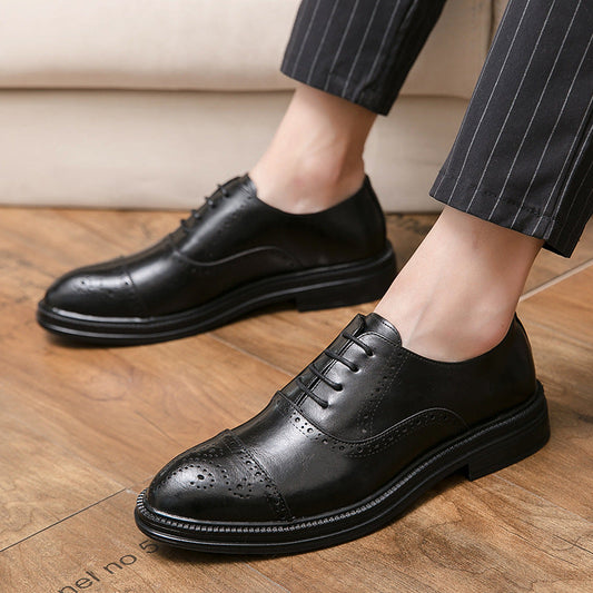 Damen Brogues Leder Schuhe Klassisch Schwarz - Norvielle