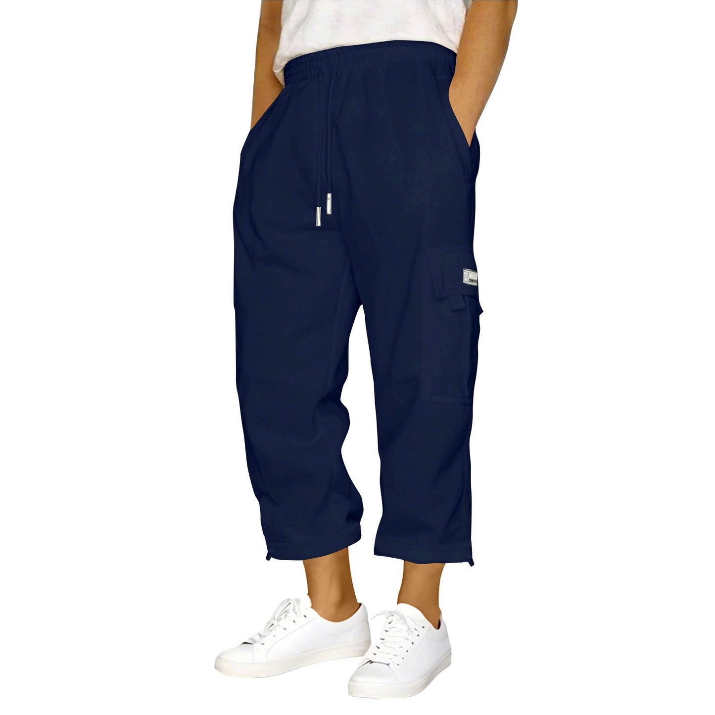 Damen Elastische Cargo-Hose Mit Seitentaschen Bequem