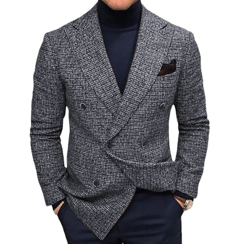 Herren Doppelreihenblazer Karomuster Modern