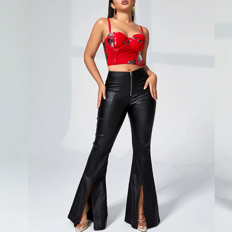 Damen Lederhose Mit Schlitzen