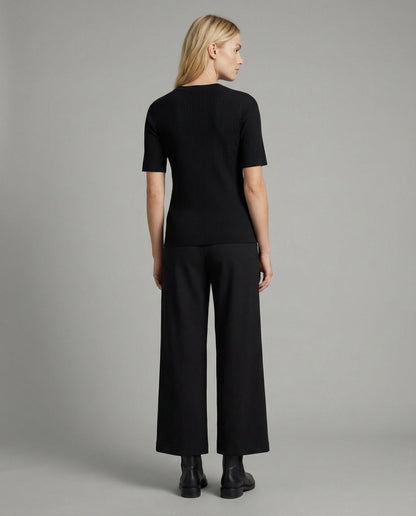 Damen T-Shirt Slim Fit V-Ausschnitt Kurzarm Baumwolle