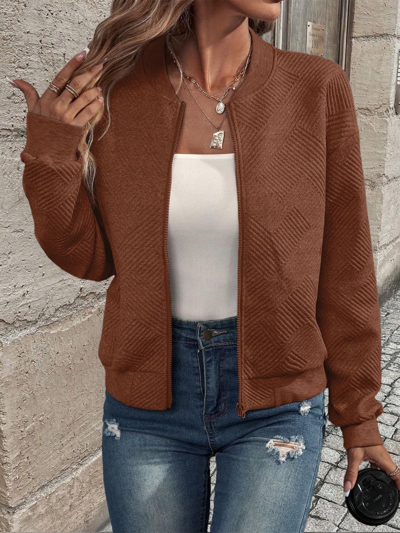 Damen Strickjacke Mit Reißverschluss Modern