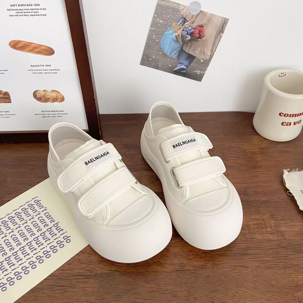 Damen Sneaker Slip On Klettverschluss Dämpfend Bequem