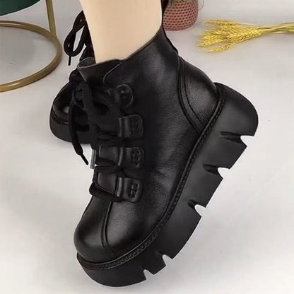 Damen Stiefeletten Warm Schnürstiefeletten Robuste Sohle