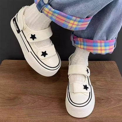 Damen Sneaker Klettverschluss Stern Applikation