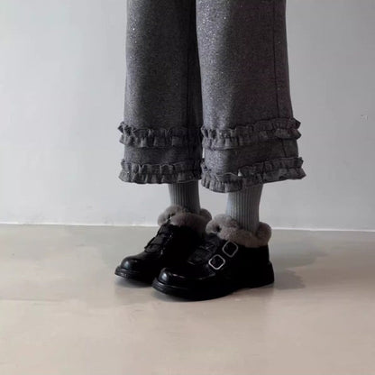 Damen Stiefeletten Gefüttert Schnürsenkel