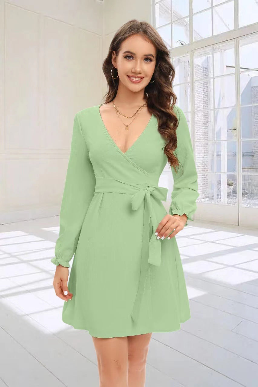 Damen Wickelkleid Voluminöse Ärmel Heidi Chic