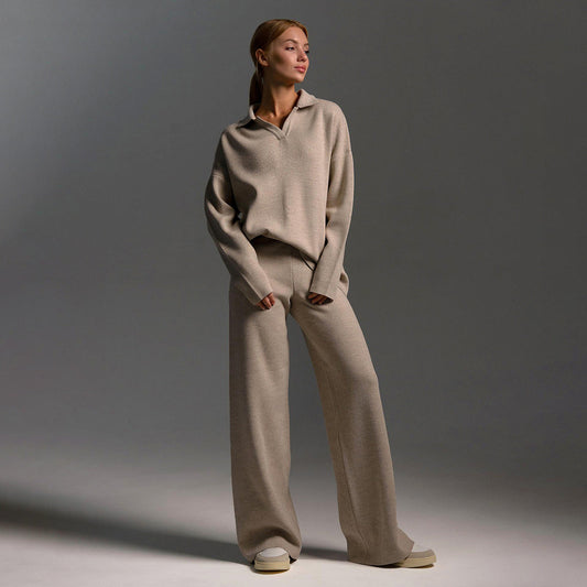 Damen Lounge Set Wide Leg Hose Locker Oberteil - Norvielle