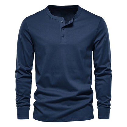 Herren Langarmshirt Weich Bequem Mit Knöpfen