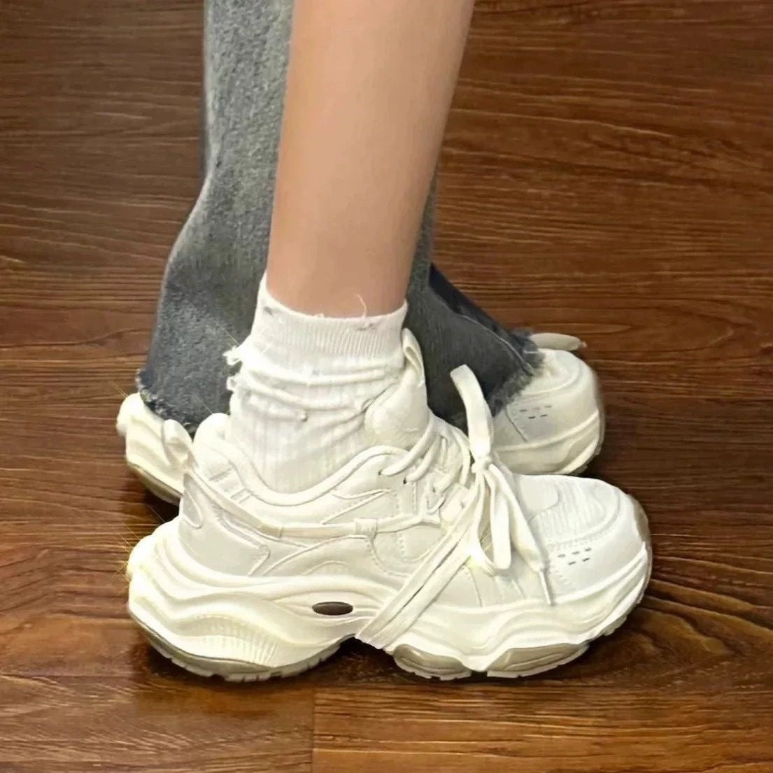 Damen Sneaker Chunky Strapazierfähig Bequem