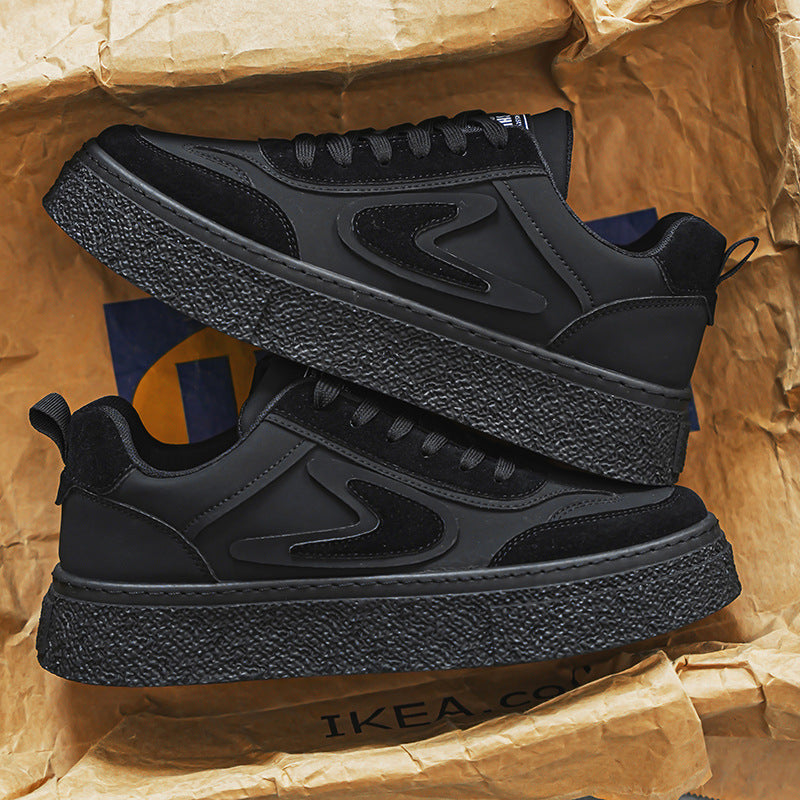 Damen Sneaker Urban Style Breite Sohle Schwarz - Norvielle