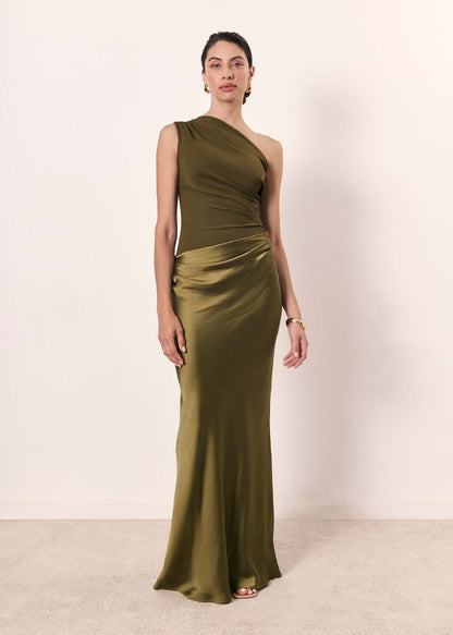 Elegantes Damen Maxikleid Einärmig Lang