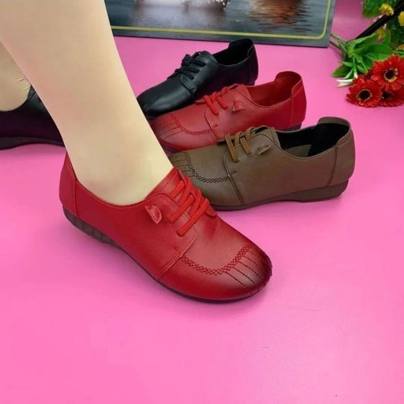Damen Ballerinas Bequem Schnürsenkel