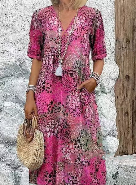 Damen Midikleid mit Taschen Lässig Modern
