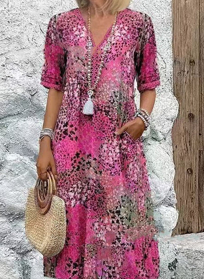 Damen Midikleid mit Taschen Lässig Modern