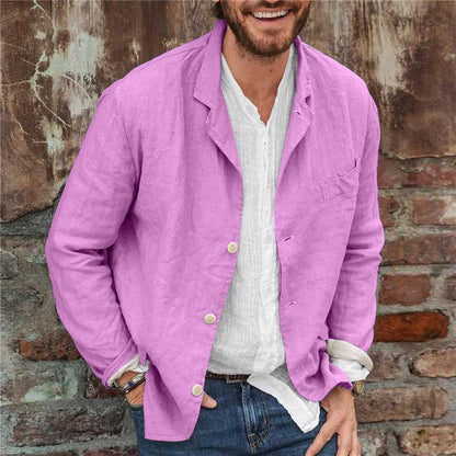 Männer Leinenblazer Leicht Sommerbeige