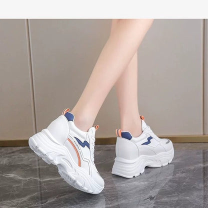 Damen Plateau Sneaker Sportlich Weich mit Dämpfung