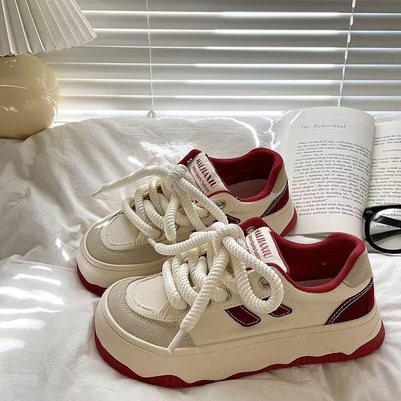 Damen Chunky Sneaker Weite Passform Schnürsenkel Modisch
